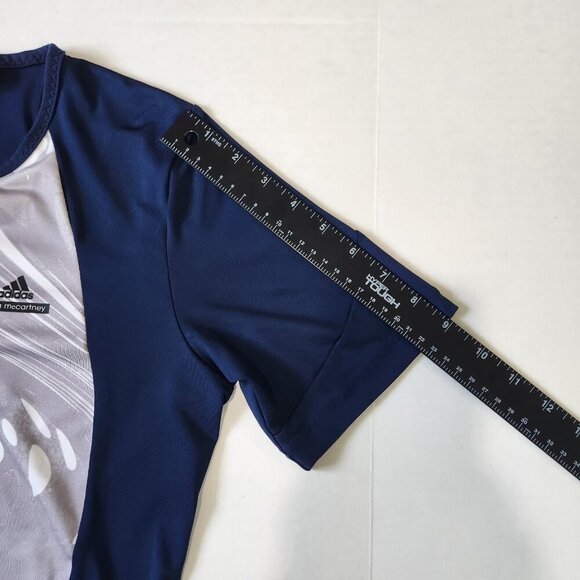 Adidas X Stella McCartney Barricade Tennis Tee Shirt M White Navy Colorblock - Picture 9 of 10